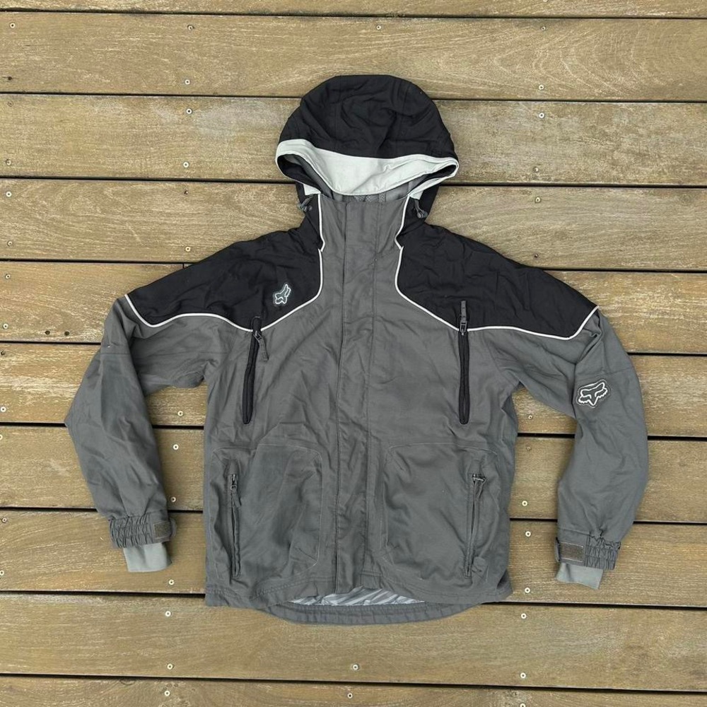 Grey/Black Fox Racing Jacket Motocross Jacket Coat w/ Logo Details